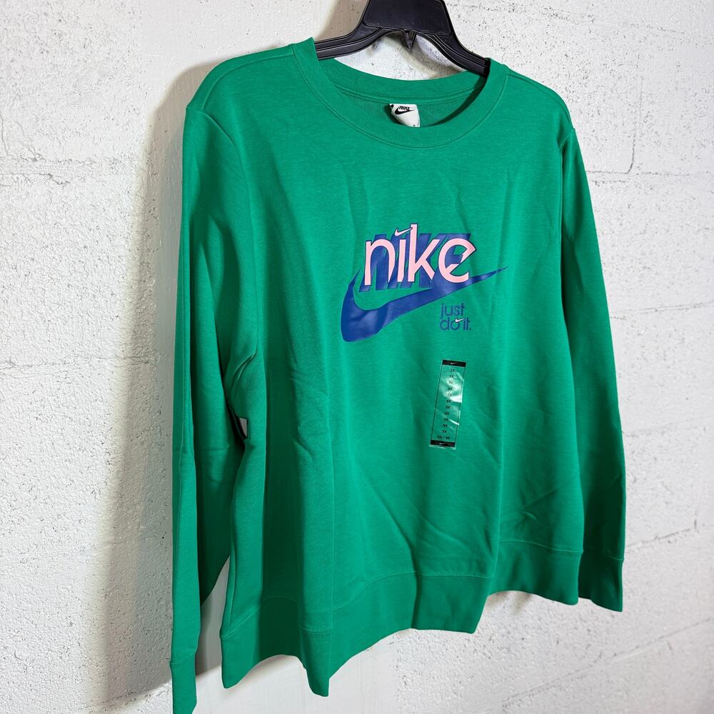 Nike Plus Size Logo Graphic Fleece Sweatshirt - Stadium Green 3X $70